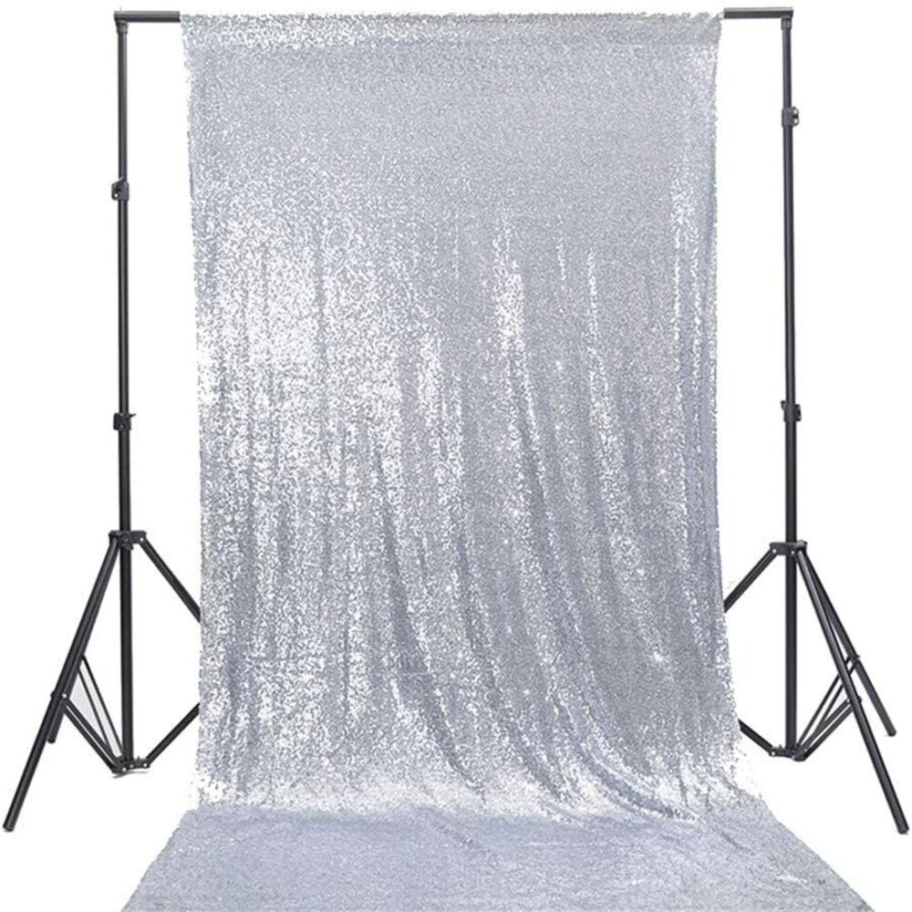 Sparkling Silver Sequin Backdrop Curtain - 4x7 Ft New!